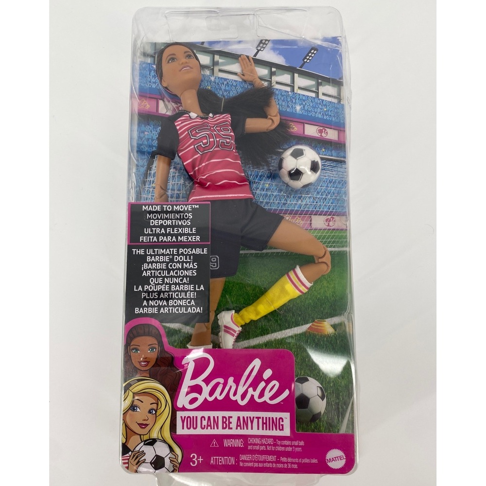 Barbie Made to Move Soccer Player Doll Kids Pink Black NIB DVF69 Posable Sport - Picture 12 of 12